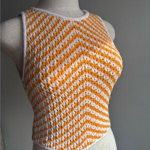 Gianni Bini Orange and White Striped Tank Top